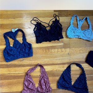 Free People Black and Blue Lace Bras Intimates Collection